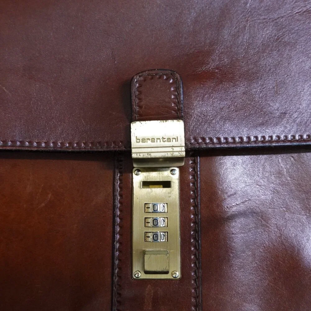 Barantani Brown Leather Attache Briefcase Bag